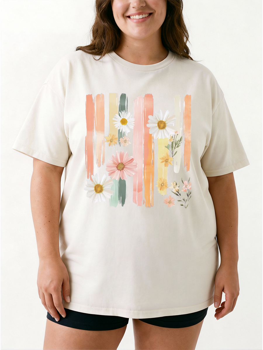 Vintage Botanical Floral Oversize Graphic Tee