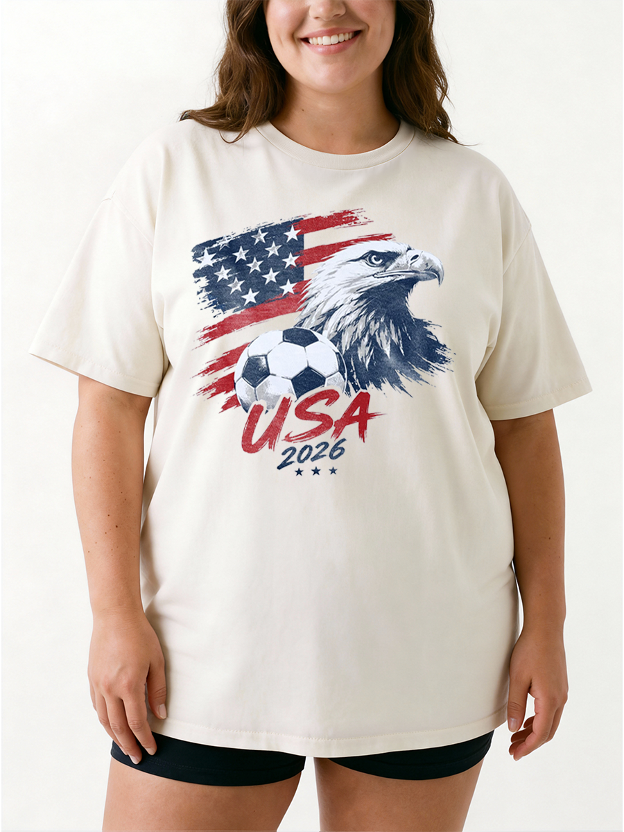 Vintage Usa Patriotic Sports Oversize Graphic Tee