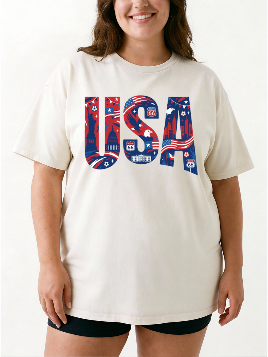 Vintage American Patriotic Sports Oversize Graphic Tee