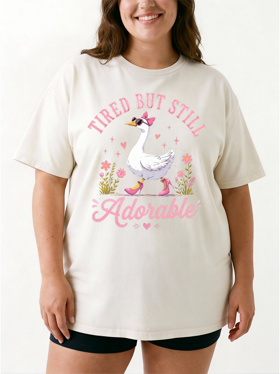 Vintage Tired But Still Adorable Oversize Graphic Tee
