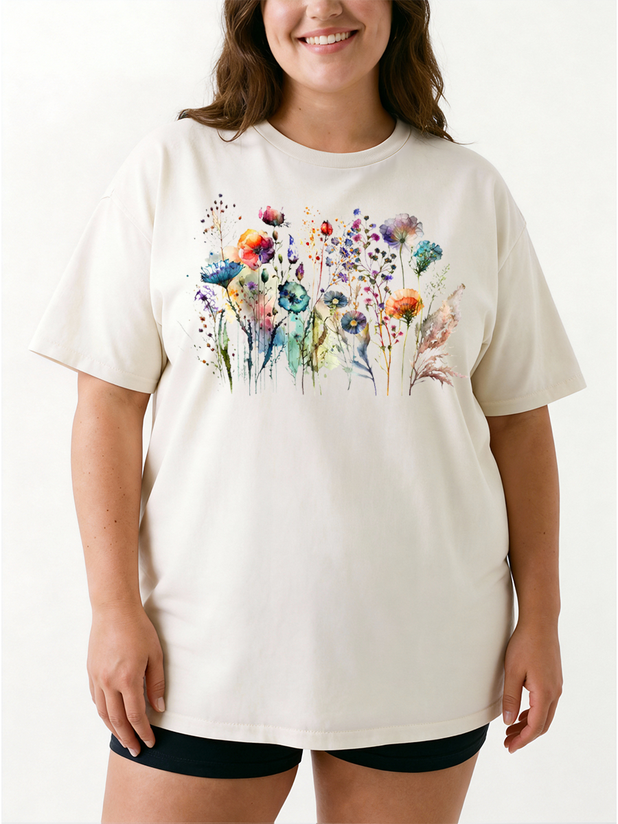 Vintage Botanical Floral Oversize Graphic Tee