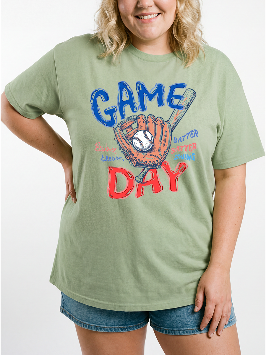 Vintage Baseball Game Day Oversize Graphic Tee