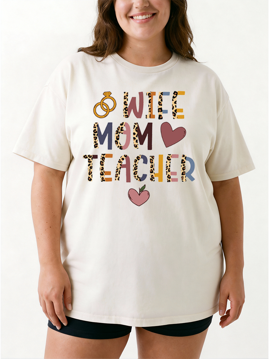Vintage Wife Mom Teacher Oversize Graphic Tee