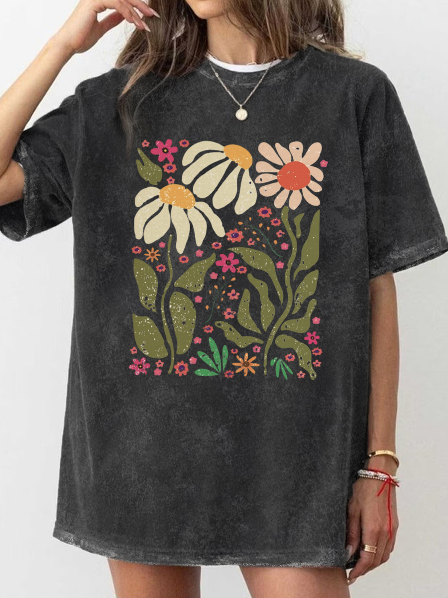 Vintage Hippie Flower Washed T-Shirt