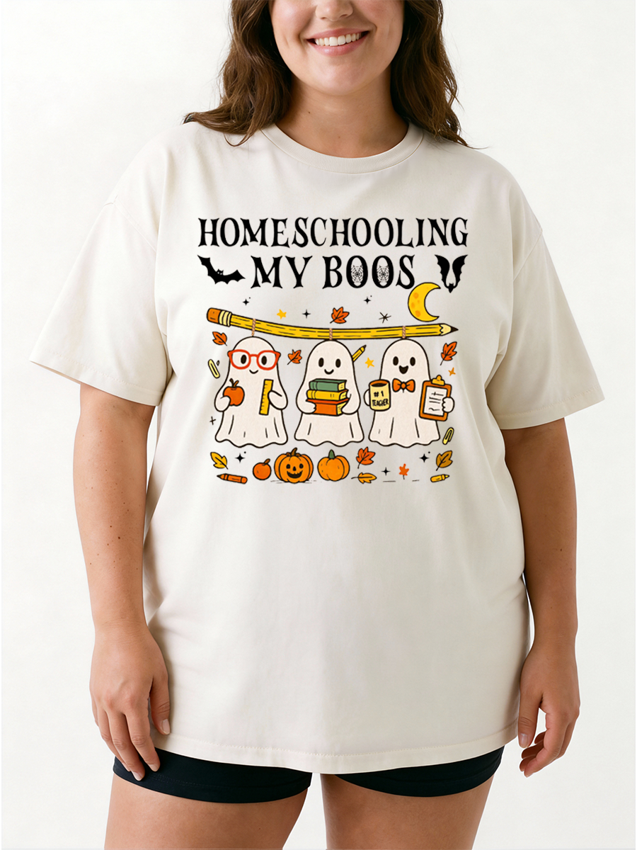 Vintage Halloween Homeschool Mama Oversize Graphic Tee