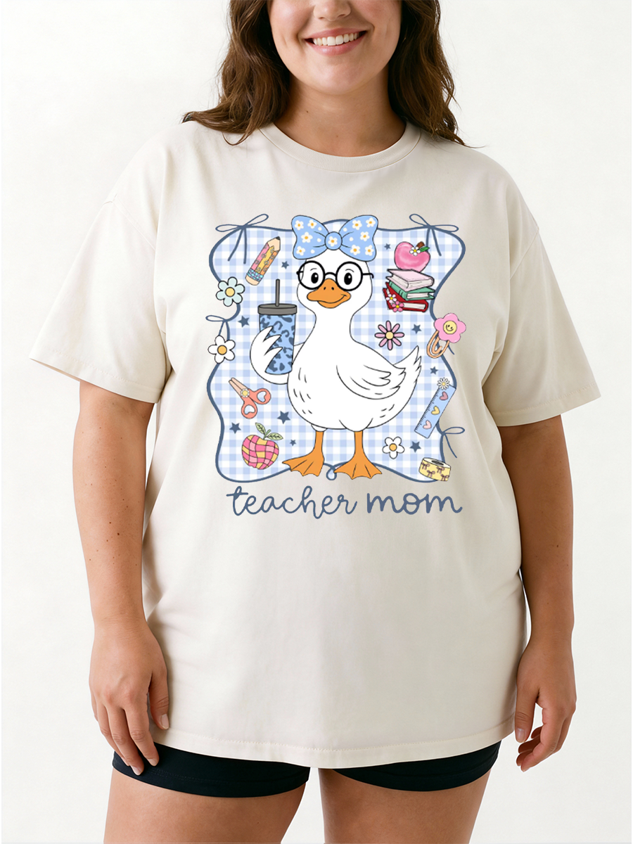 Vintage Cute Back To School Teacher Mom Oversize Graphic Tee