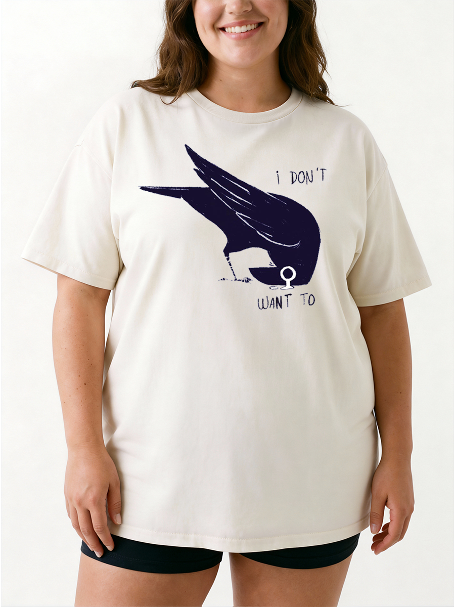 Vintage Exhausted Pigeon I Don'T Want To  Oversize Graphic Tee