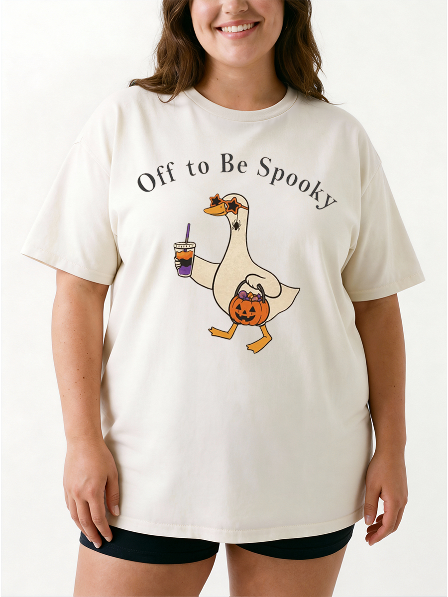 Vintage Off To Be Spooky Goose Oversize Graphic Tee