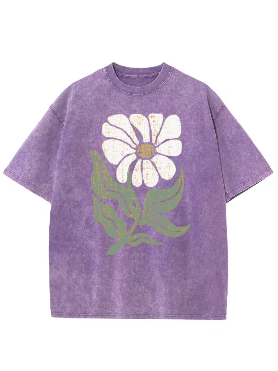 Vintage Boho Daisy Flower Washed T-Shirt