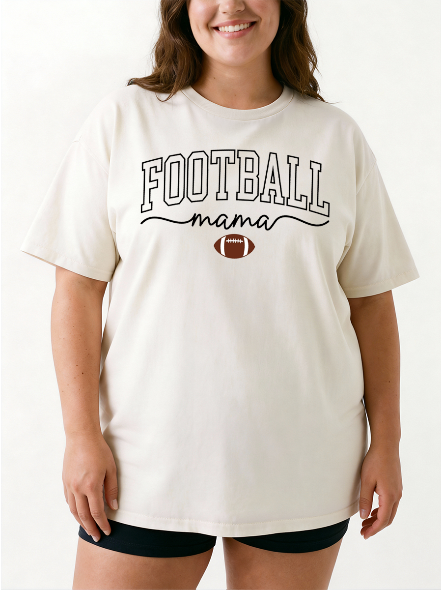 Vintage Cute Football Mama Oversize Graphic Tee