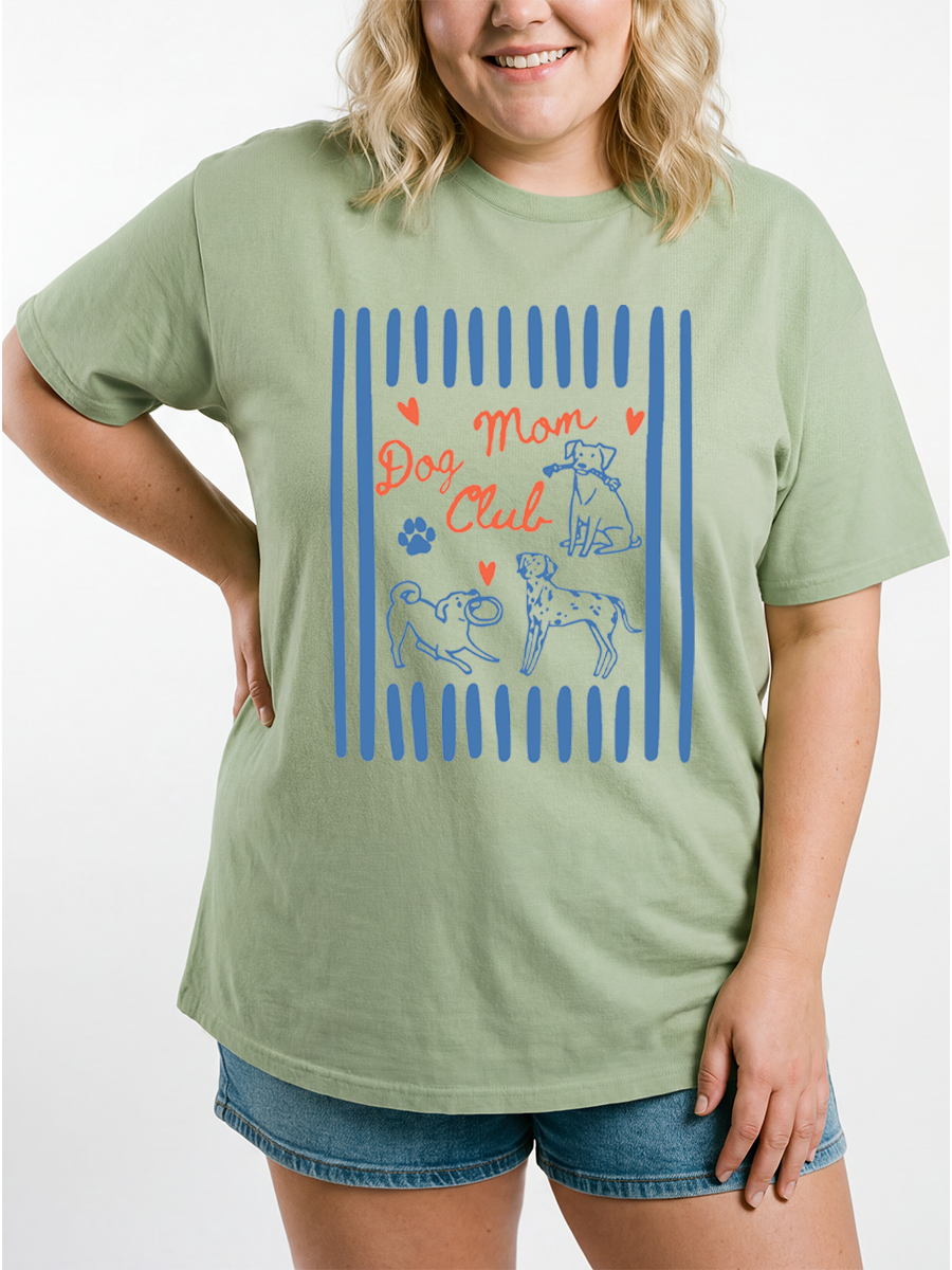 Vintage Dog Mom Club Oversize Graphic Tee