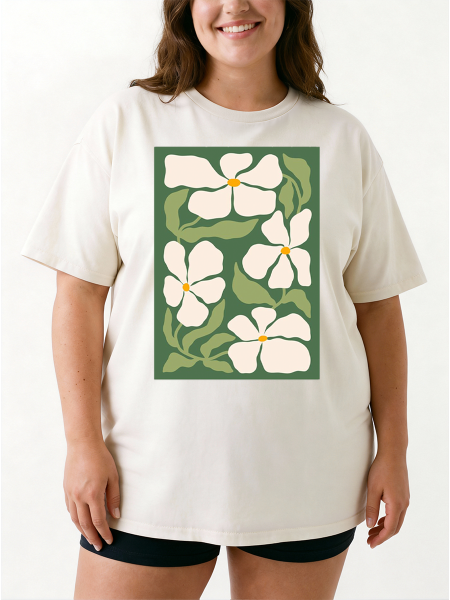 Vintage Boho Floral Oversize Graphic Tee