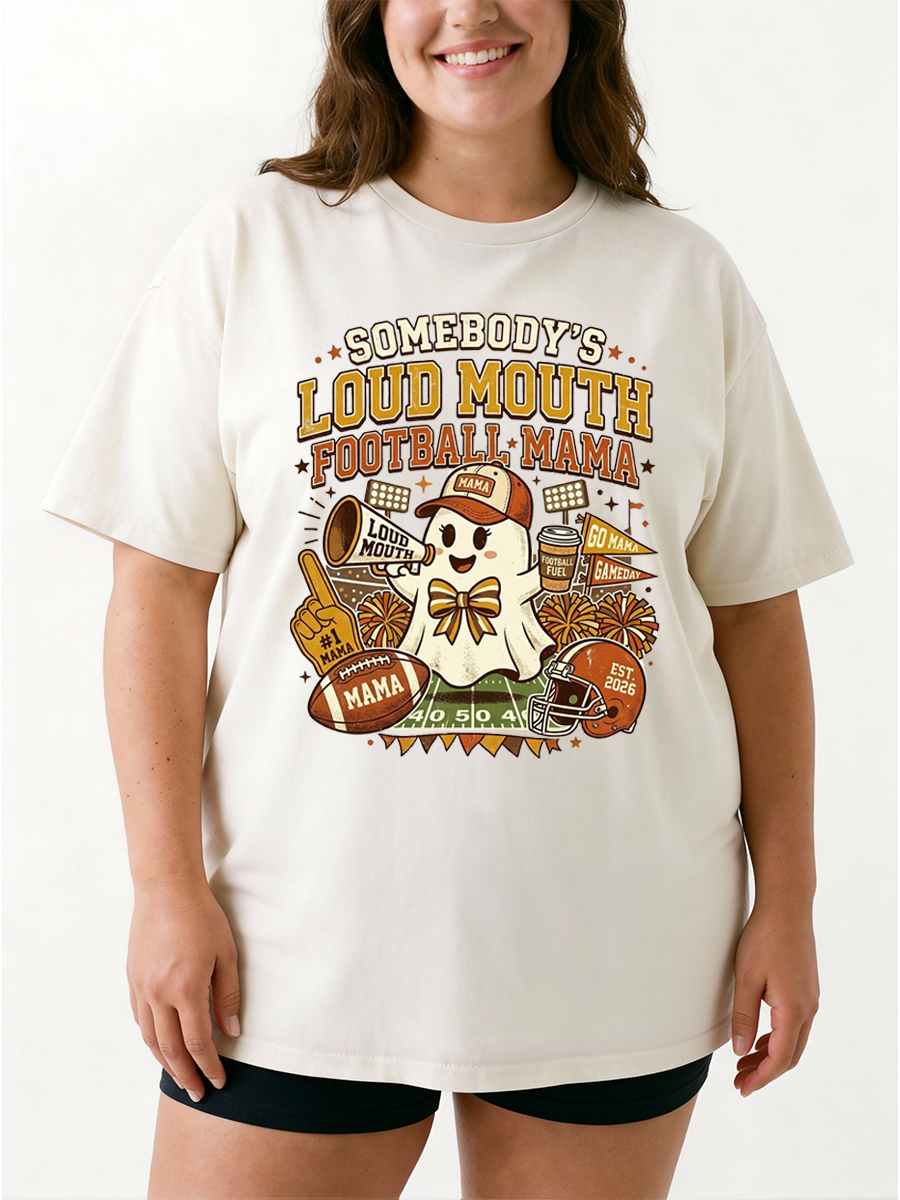 Vintage Somebody'S Loud Mouth Football Mama Oversize Graphic Tee