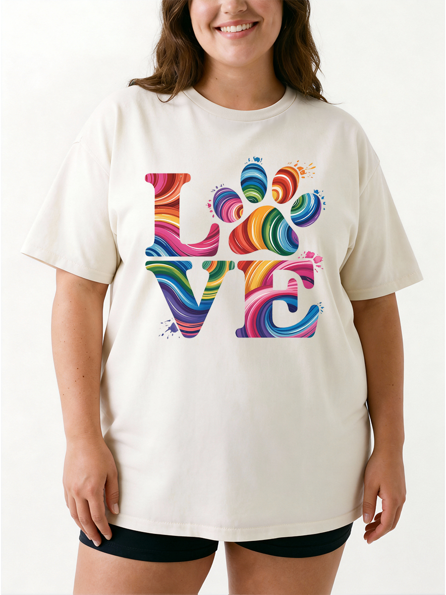 Vintage Mama Loves Her Dog Oversize Graphic Tee