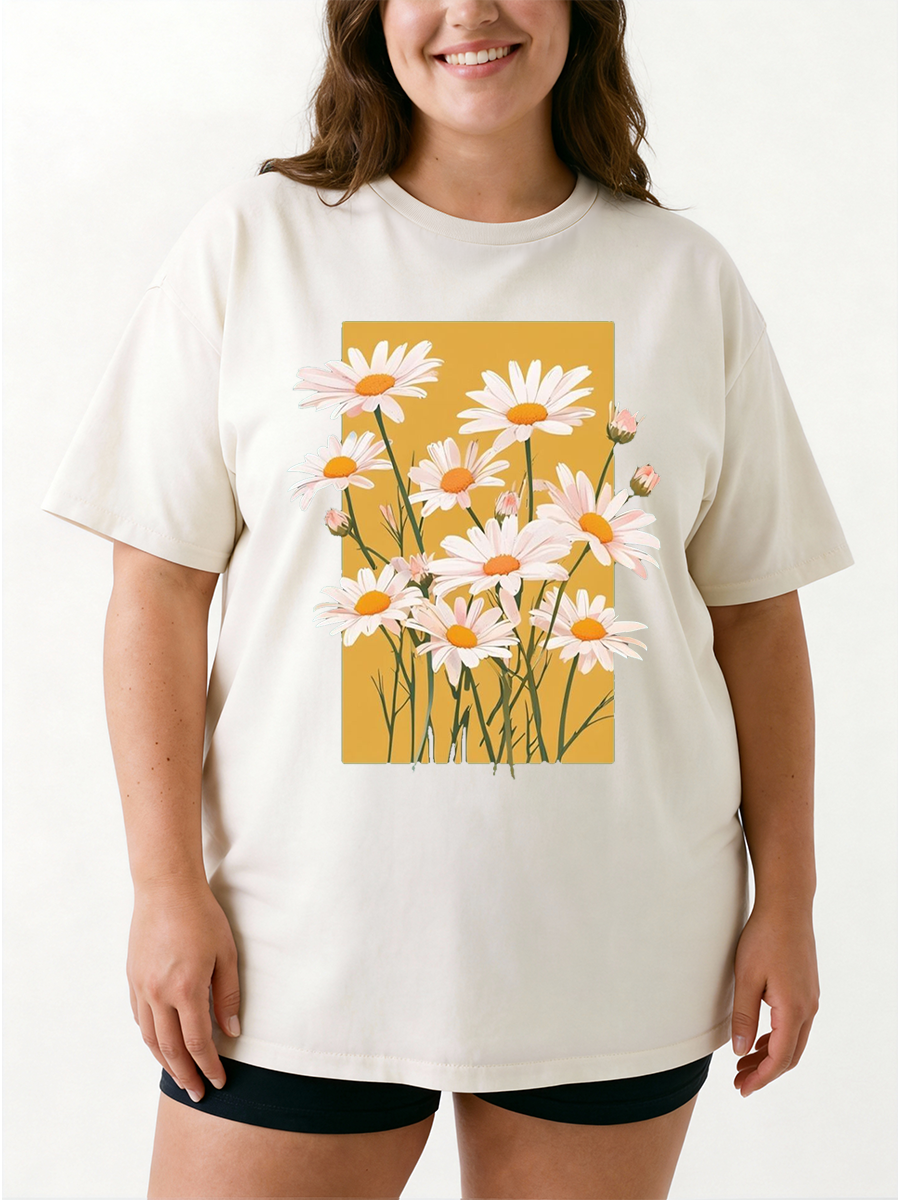Vintage Boho Daisy Oversize Graphic Tee