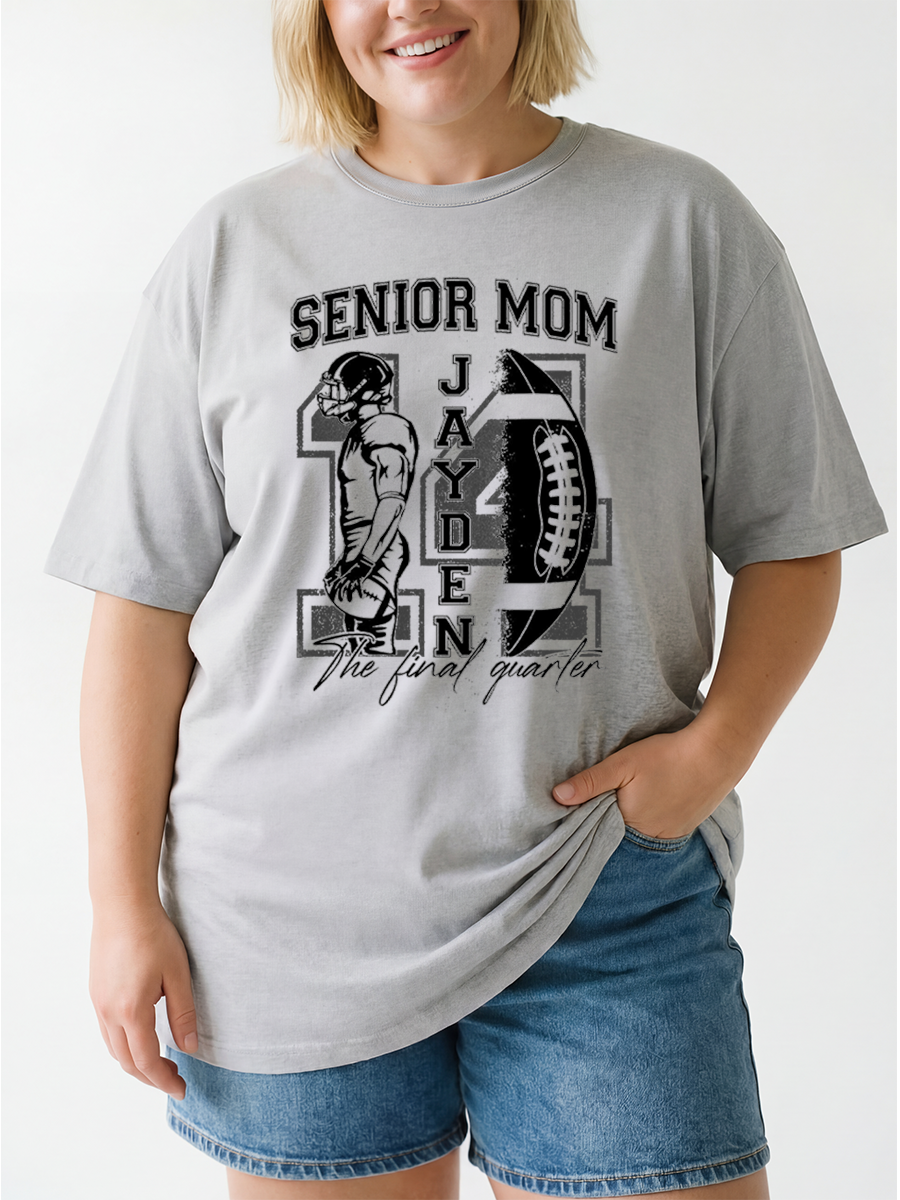 Vintage Touchdown Season Senior Football Mom Oversize Graphic Tee