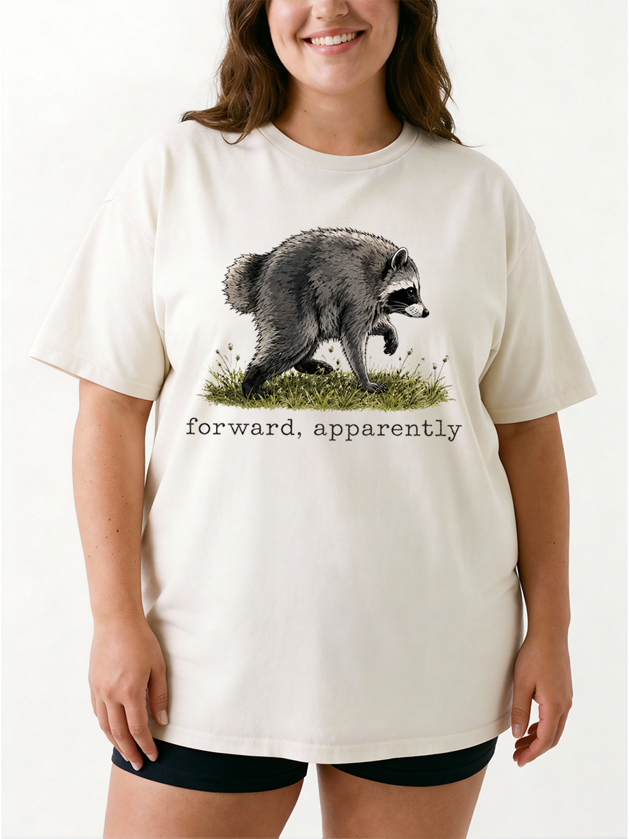 Vintage Forward Apparently Short Spine Raccoon Oversize Graphic Tee