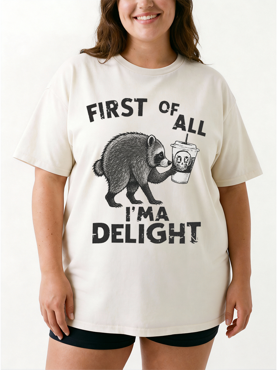 Vintage First Of All I'M A Delight Oversize Graphic Tee