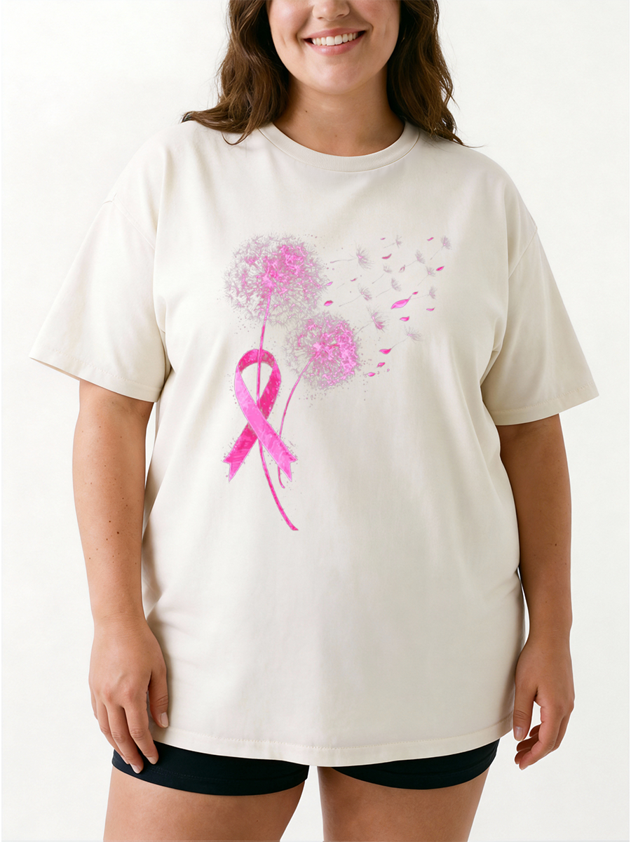 Vintage Never Give Up Dandelion Oversize Graphic Tee