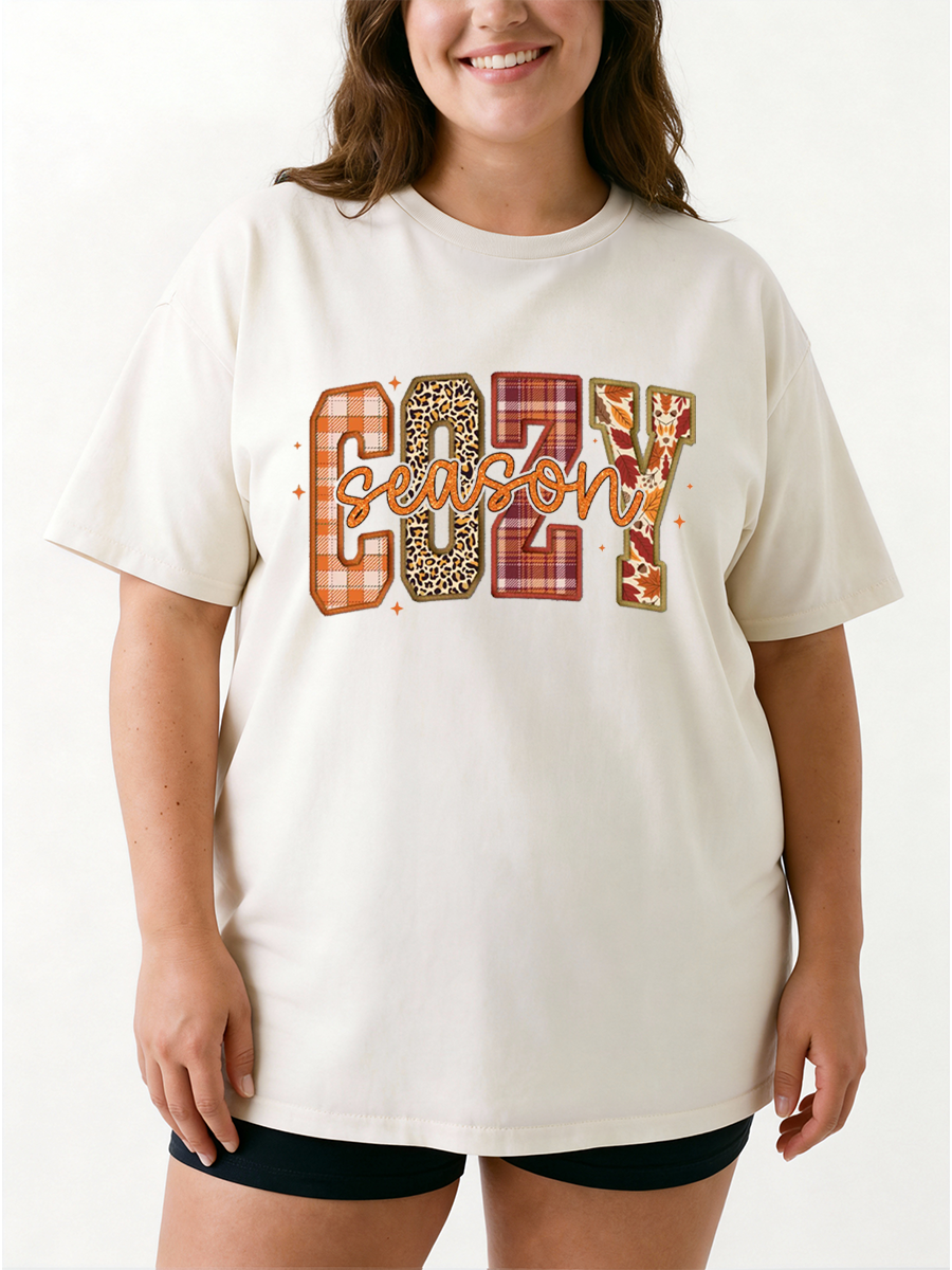 Vintage Cozy Season Oversize Graphic Tee