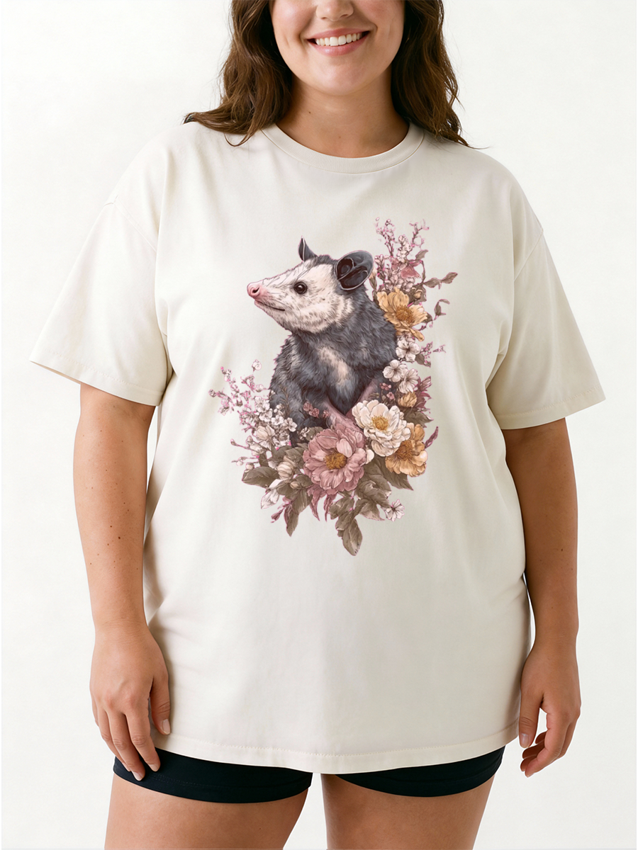 Vintage Woodland Opossum Oversize Graphic Tee
