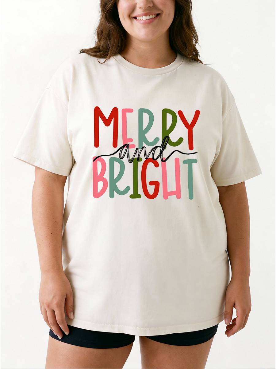 Vintage Merry And Bright Oversize Graphic Tee