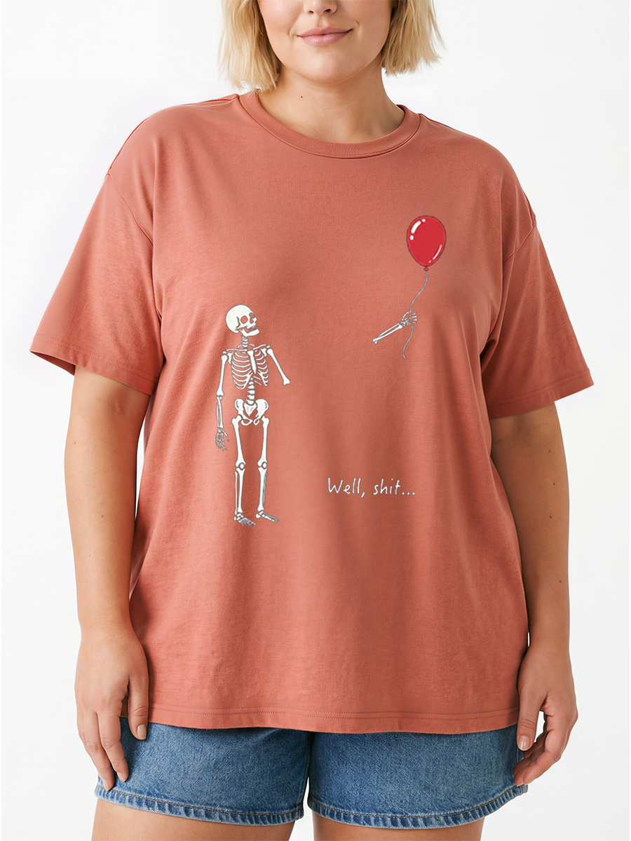 Vintage Skeleton Lost Balloon Oversize Graphic Tee
