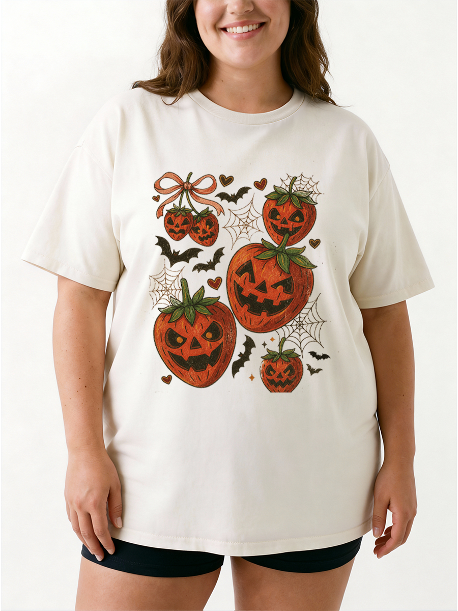 Vintage Strawberry Pumpkin Oversize Graphic Tee
