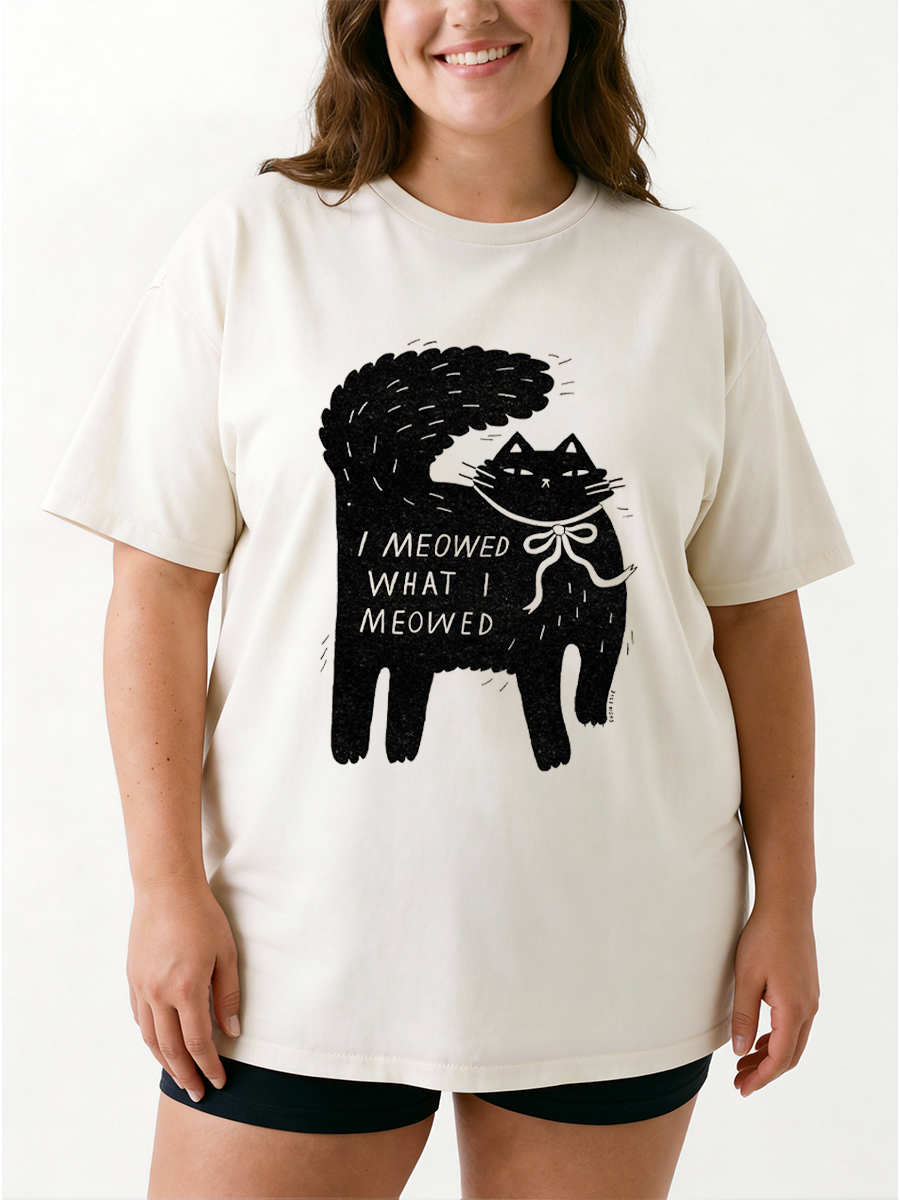 Vintage I Meowed What I Meowed Oversize Graphic Tee