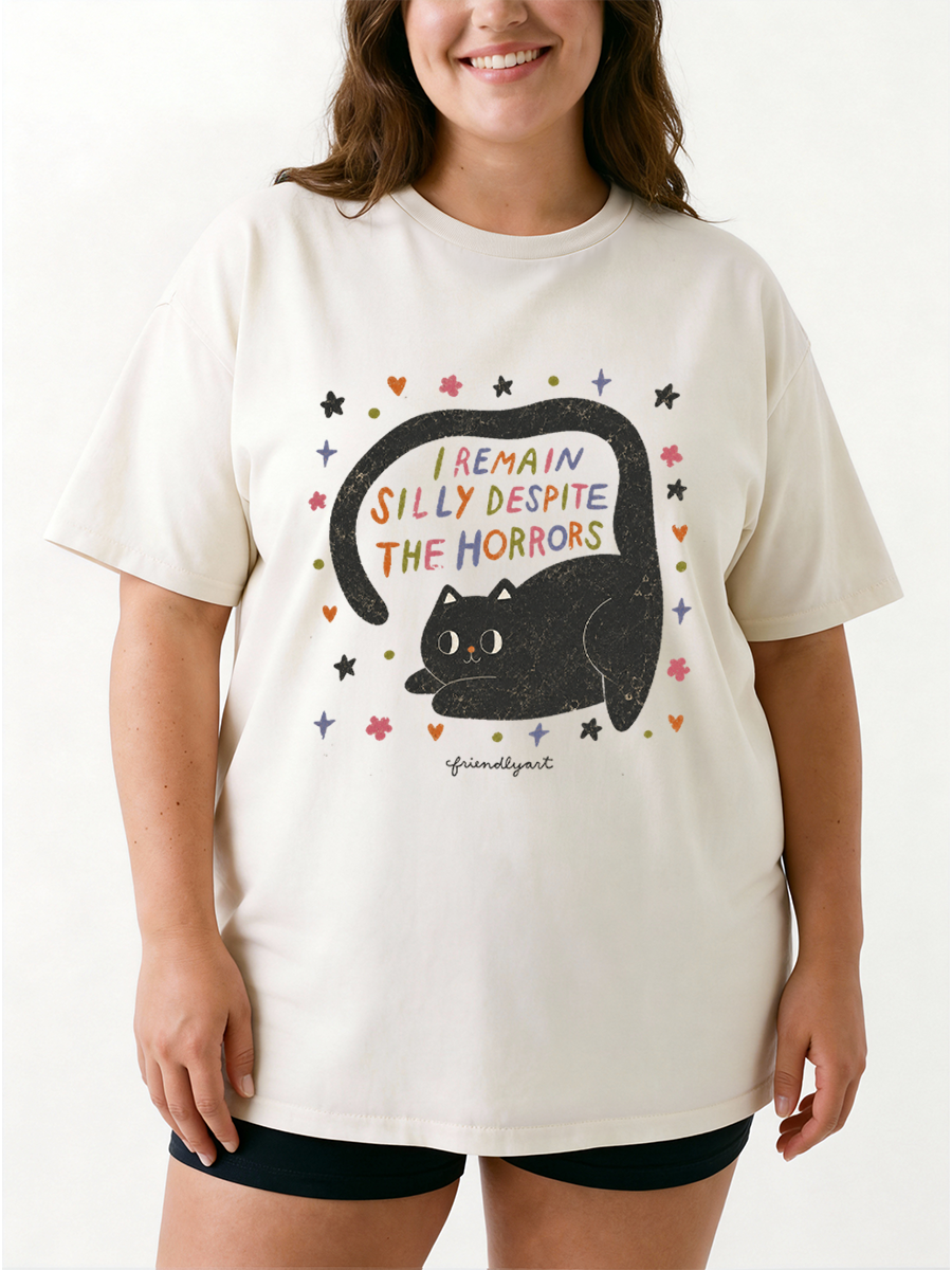 Vintage I Remain Silly Despite The Horrors Oversize Graphic Tee