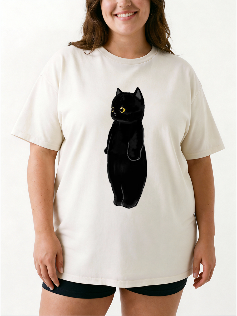 Vintage Cute Cat Baby Oversize Graphic Tee