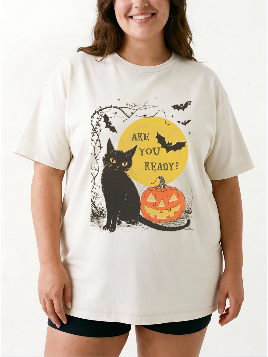 Vintage Are You Ready For Halloween Oversize Graphic Tee