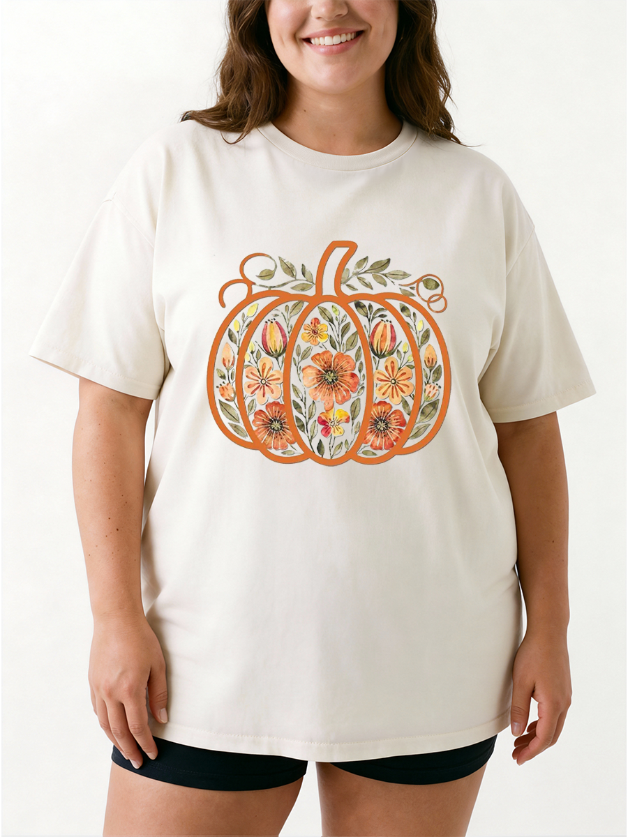 Vintage Autumn Pumpkin Oversize Graphic Tee
