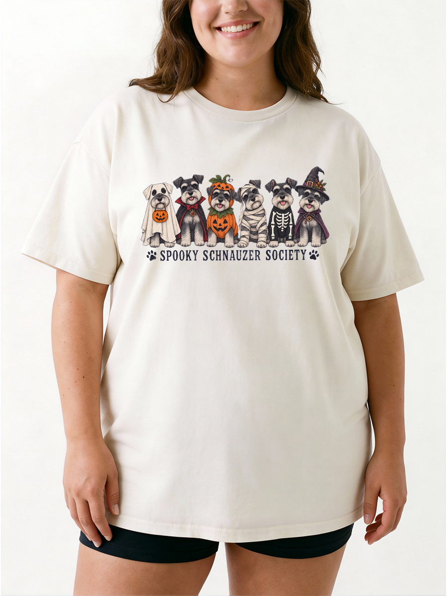 Vintage Spooky Schnauzer Society Oversize Graphic Tee