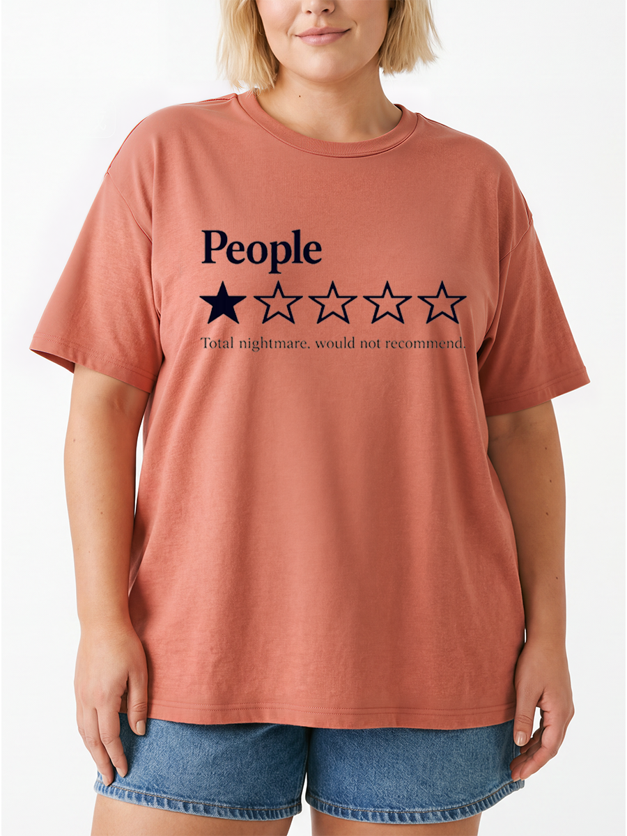 Vintage Funny People One Star Review Oversize Graphic Tee