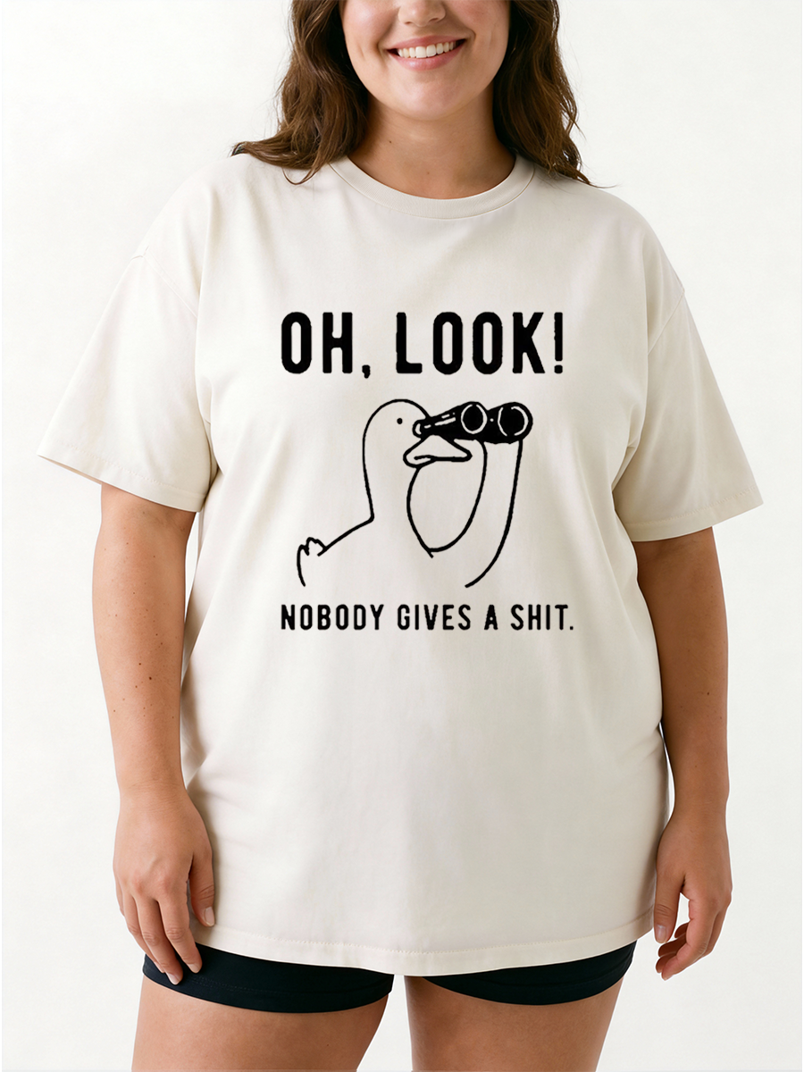 Vintage Oh Look Nobody Gives A Shit Oversize Graphic Tee