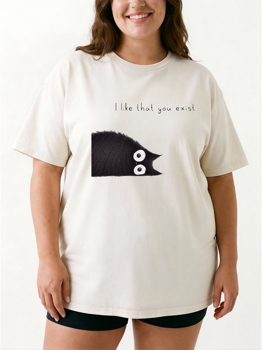 Vintage I Like That You Exist Oversize Graphic Tee