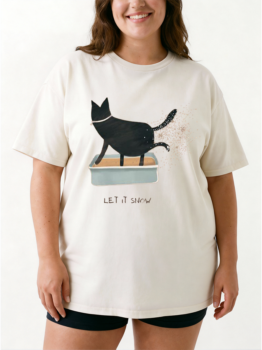 Vintage Let It Snow Oversize Graphic Tee