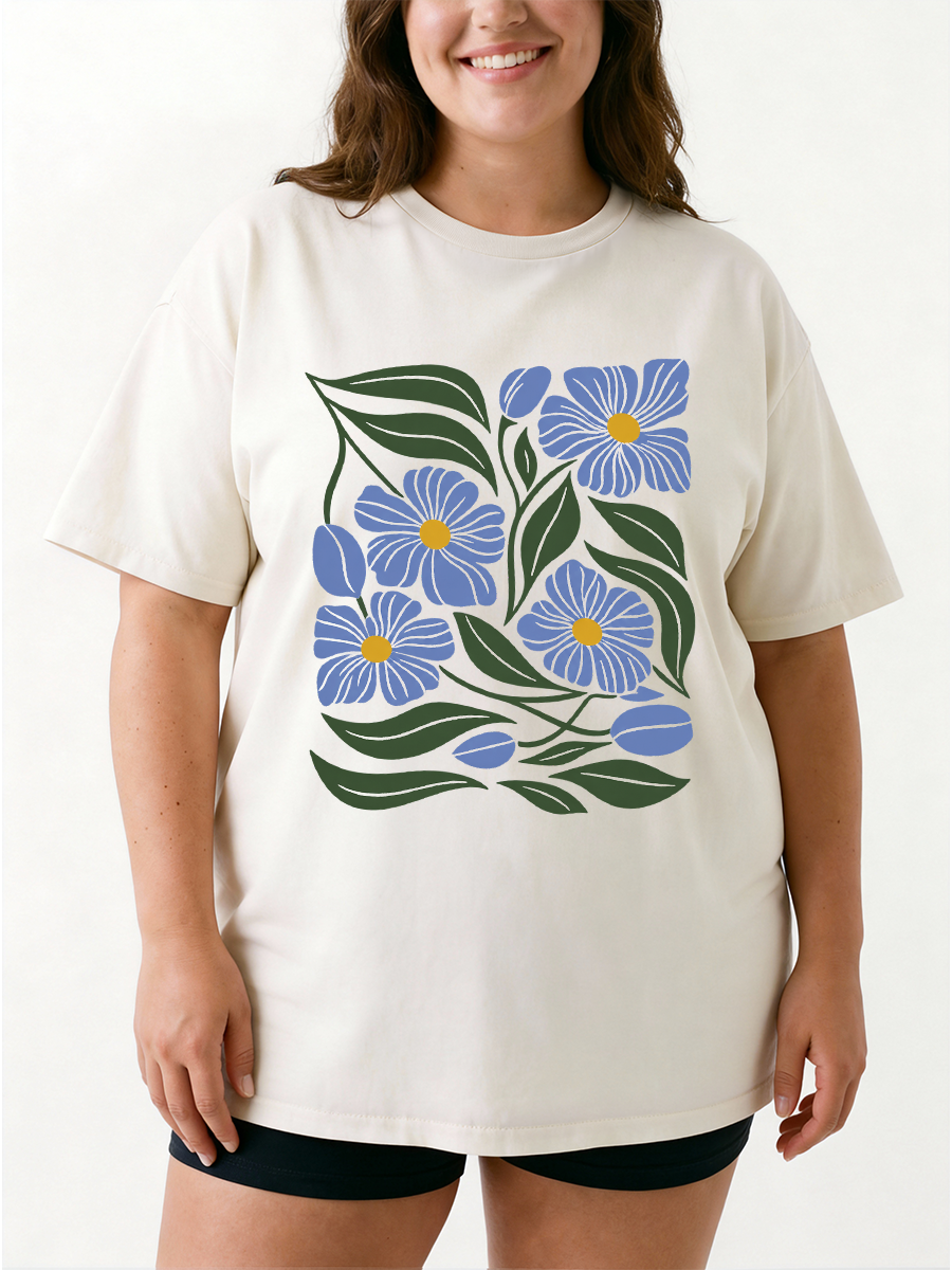 Vintage Boho Floral Oversize Graphic Tee