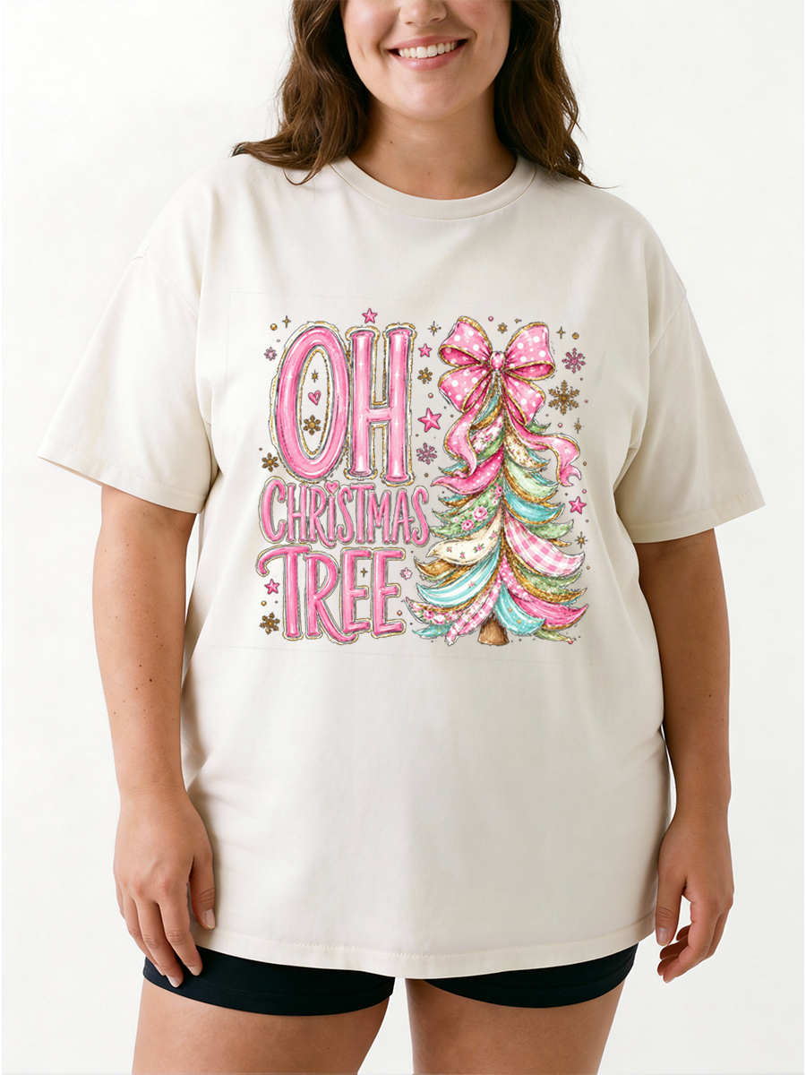 Vintage Oh Christmas Tree Oversize Graphic Tee