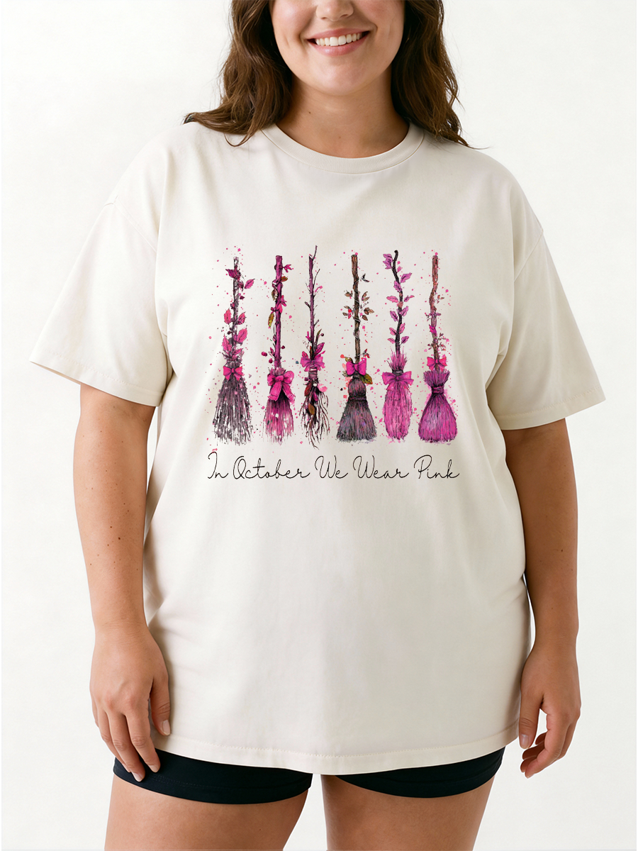 Vintage In October We Wear Pink Oversize Graphic Tee