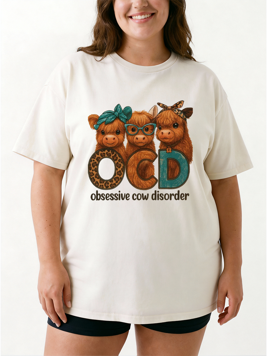 Vintage Obsessive Cow Disorder Oversize Graphic Tee