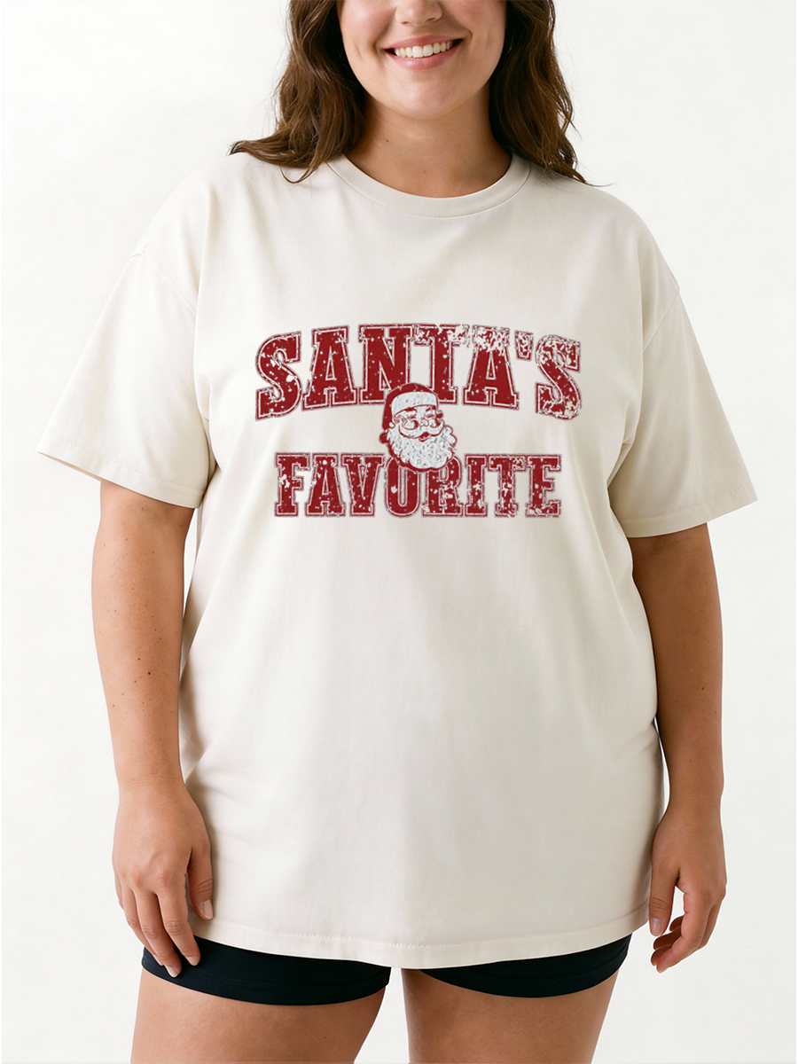 Vintage Santa'S Favorite Oversize Graphic Tee