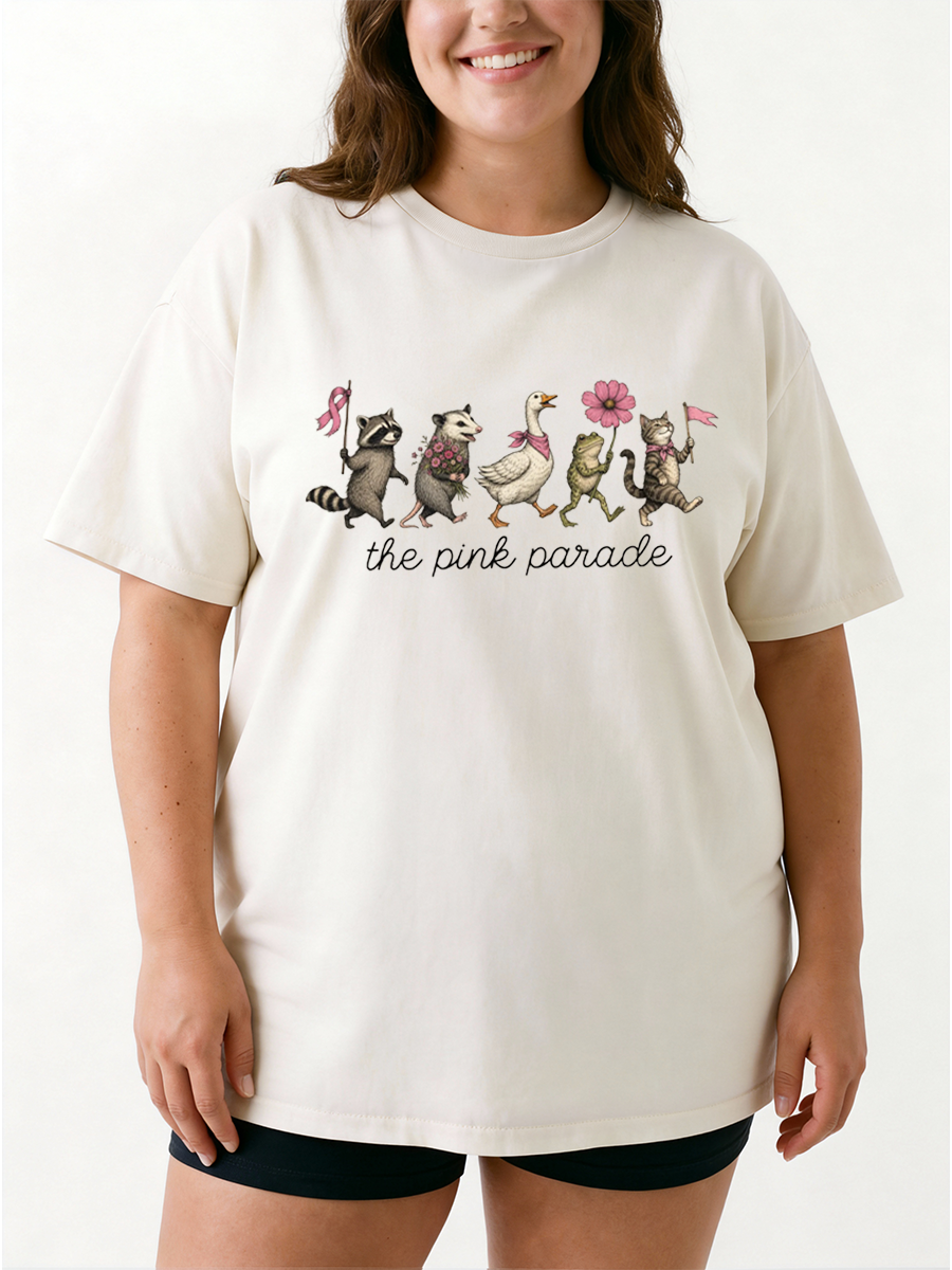 Vintage Breast Cancer Awareness Oversize Graphic Tee