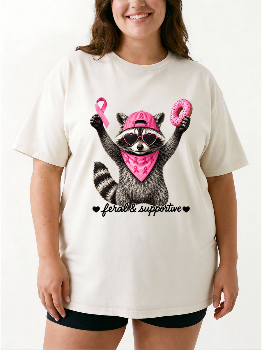 Vintage Feral And Supportive Raccoon Oversize Graphic Tee
