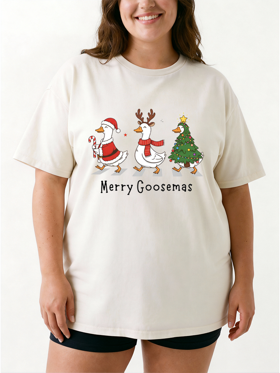 Vintage Merry Goosemas Oversize Graphic Tee