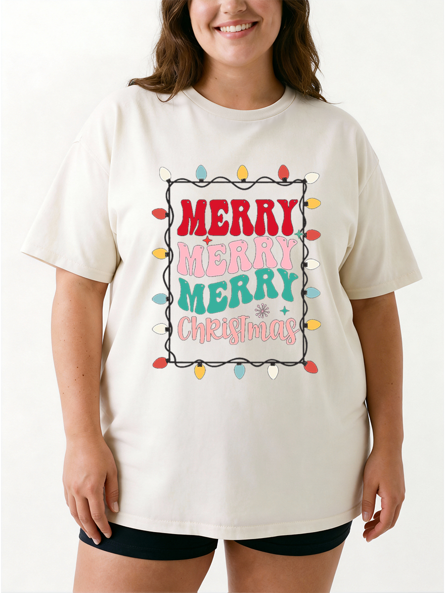 Vintage Merry Christmas Oversize Graphic Tee