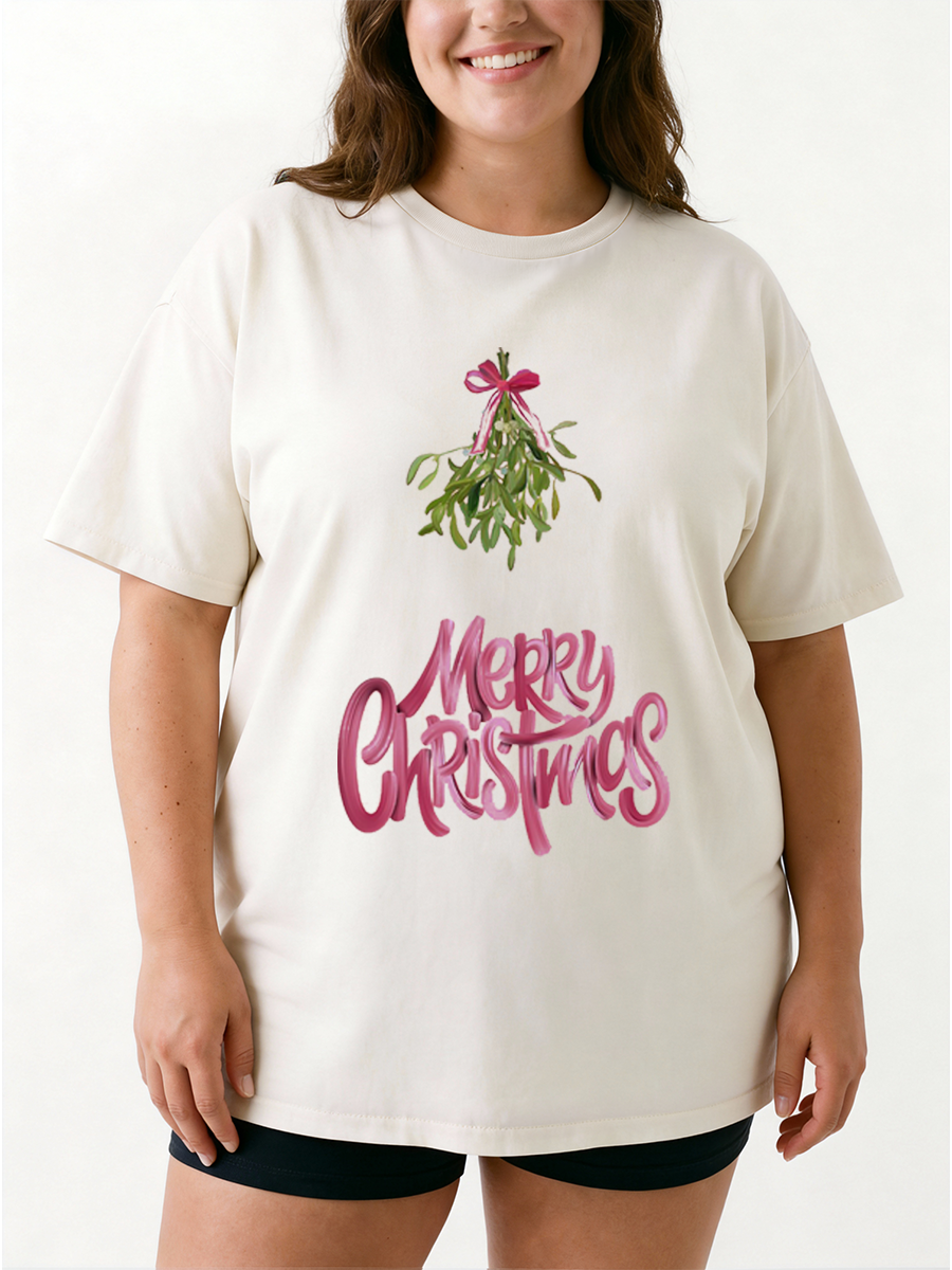 Vintage Merry Christmas Oversize Graphic Tee