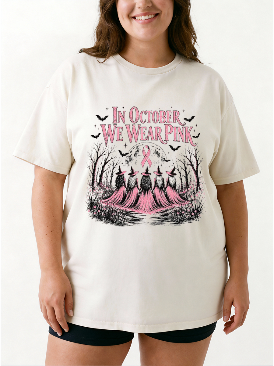 Vintage In October We Wear Pink Oversize Graphic Tee