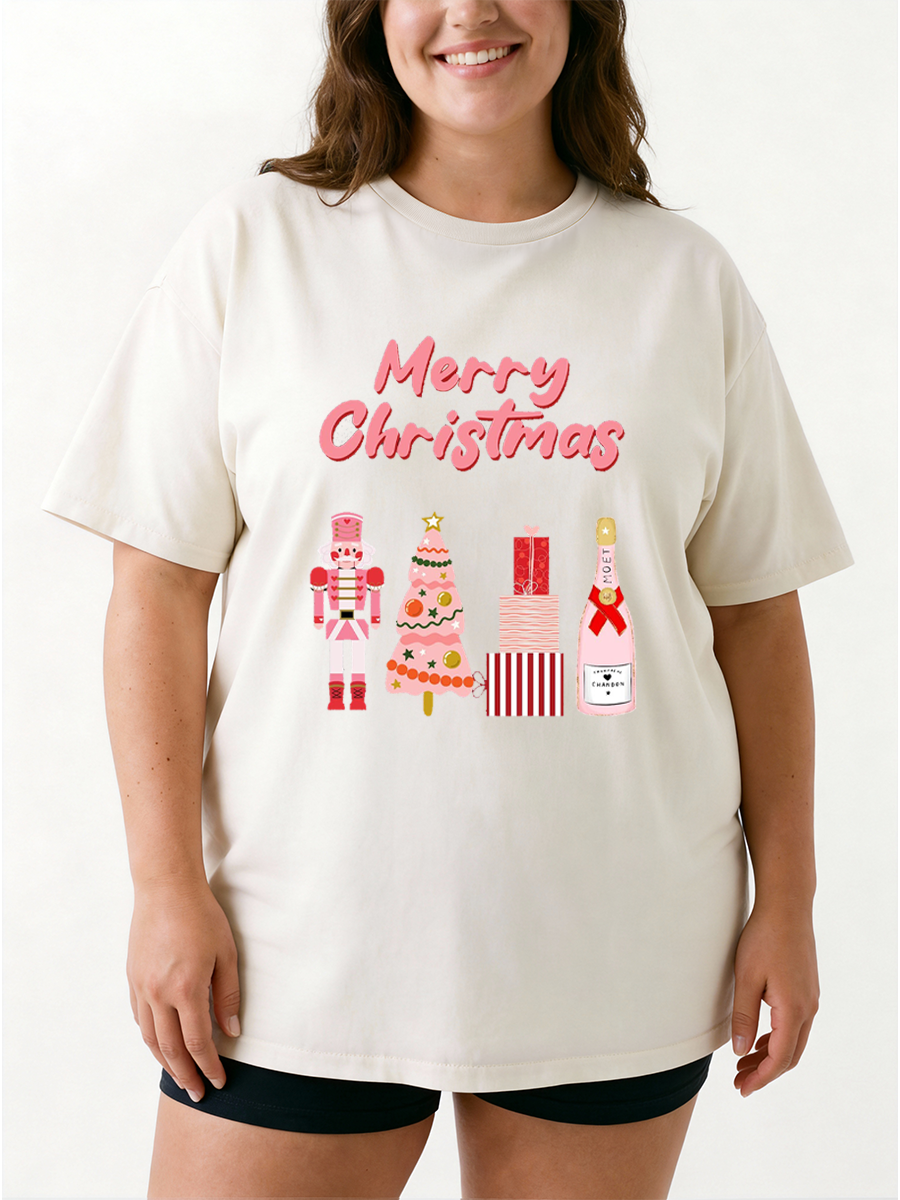Vintage Merry Christmas Oversize Graphic Tee